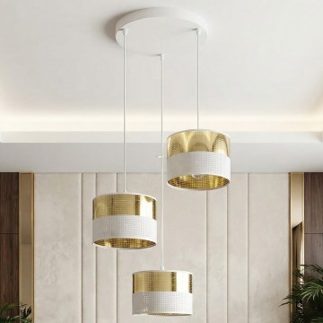 Kroonluchter aan kabel LUX 3xE27/15W/230V wit/goud