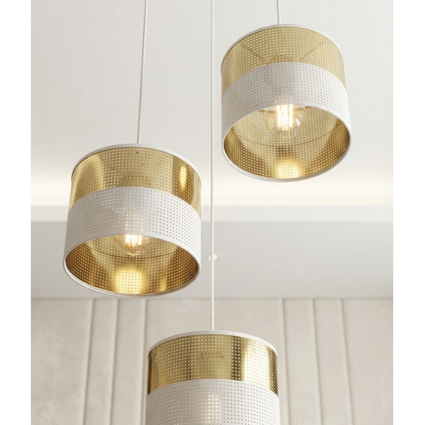 Kroonluchter aan kabel LUX 3xE27/15W/230V wit/goud
