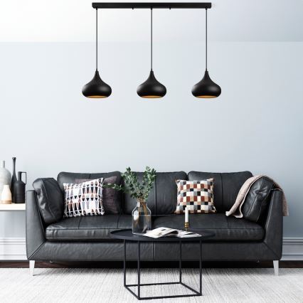 Kroonluchter aan kabel MUBA 3xE27/40W/230V zwart