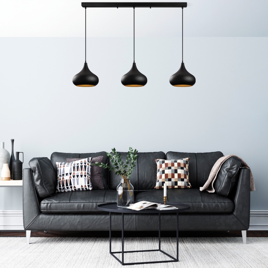 Kroonluchter aan kabel MUBA 3xE27/40W/230V zwart