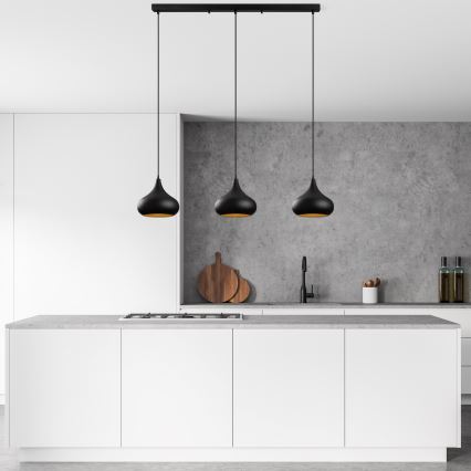 Kroonluchter aan kabel MUBA 3xE27/40W/230V zwart