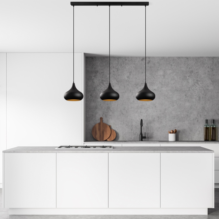 Kroonluchter aan kabel MUBA 3xE27/40W/230V zwart