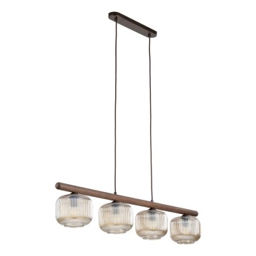 Kroonluchter aan kabel SALVIA 4xE14/10W/230V bruin/rookbruin