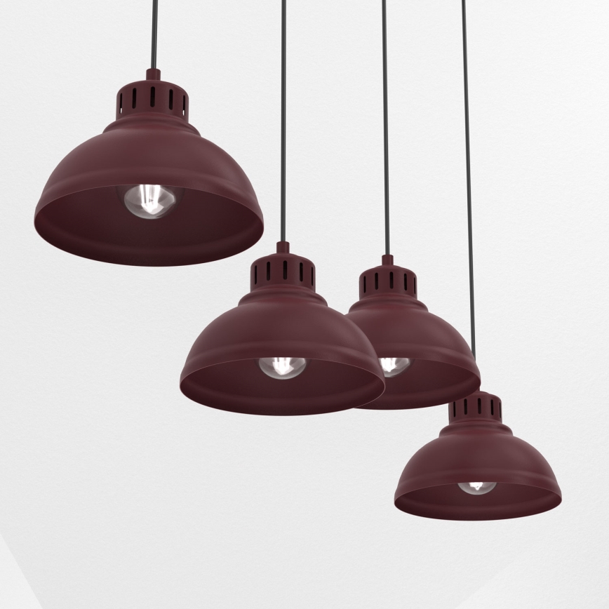 Kroonluchter aan kabel SVEN 4xE27/15W/230V bordeaux