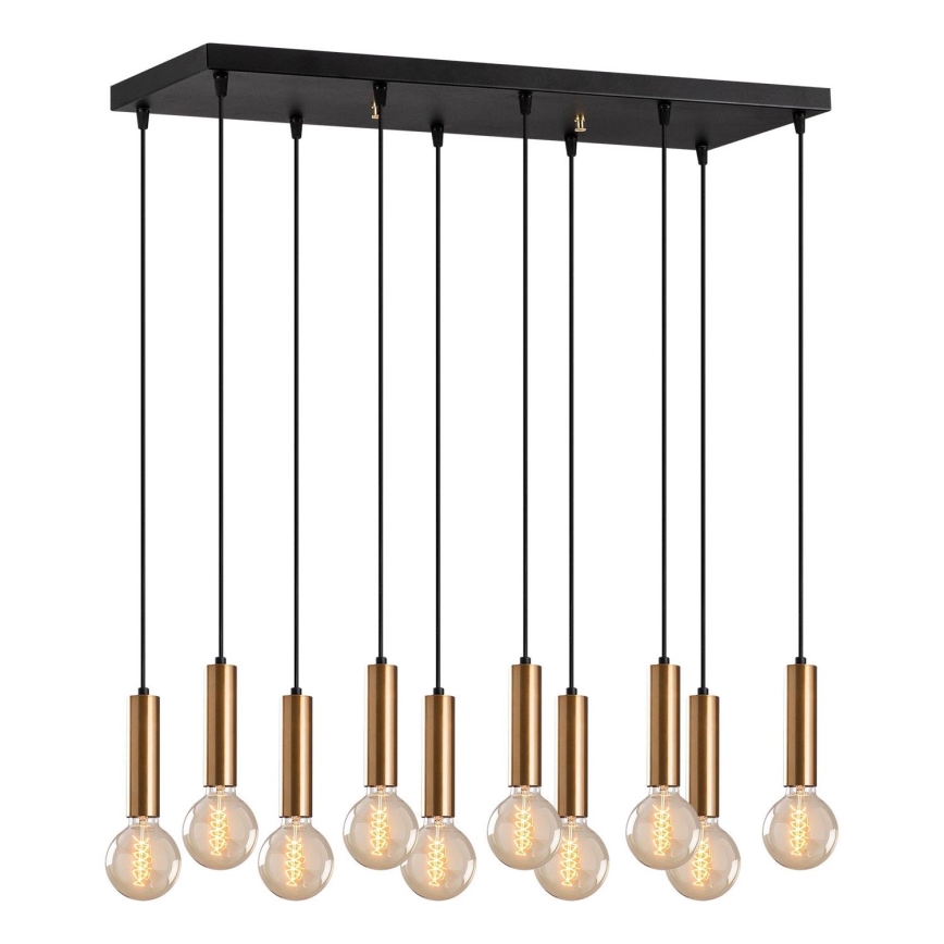 Kroonluchter aan kabel TEMPO 10xE27/40W/230V goudkleurig