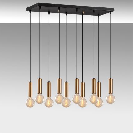 Kroonluchter aan kabel TEMPO 10xE27/40W/230V goudkleurig
