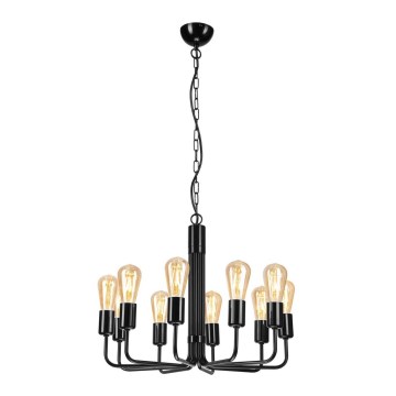 Kroonluchter aan ketting 10xE27/60W/230V zwart