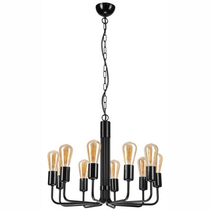 Kroonluchter aan ketting 10xE27/60W/230V zwart