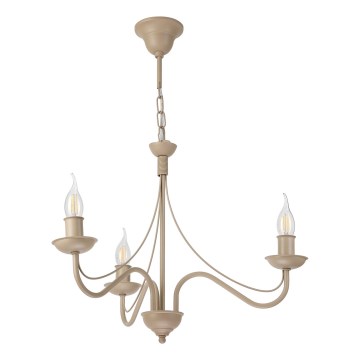 Kroonluchter aan ketting ANTON 3xE14/60W/230V beige
