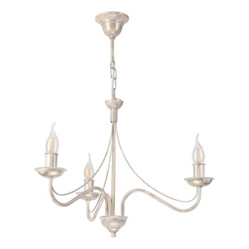 Kroonluchter aan ketting ANTON 3xE14/60W/230V, witte patina