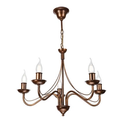 Kroonluchter aan ketting ANTON 5xE14/15W/230V brons