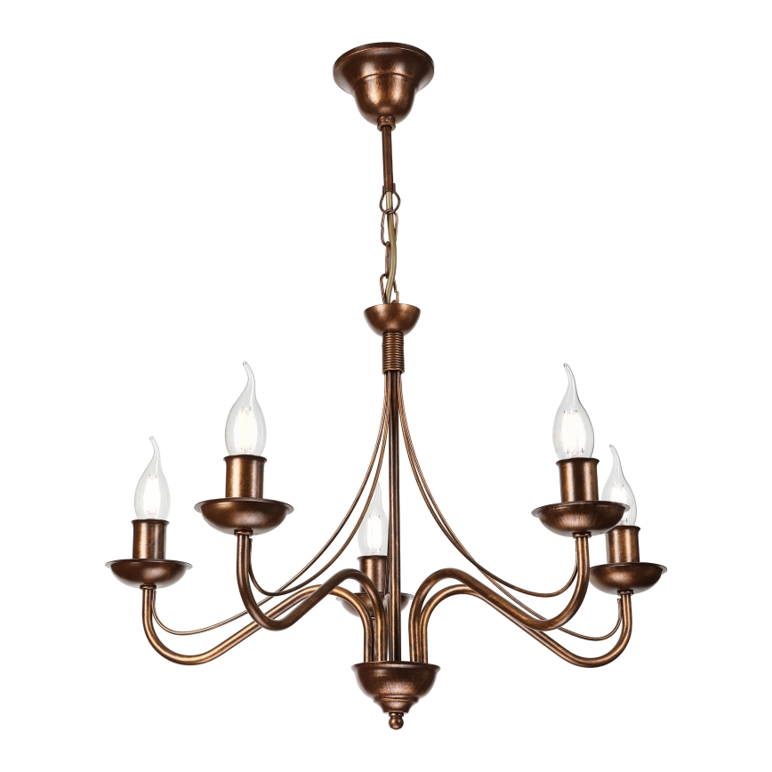 Kroonluchter aan ketting ANTON 5xE14/15W/230V brons