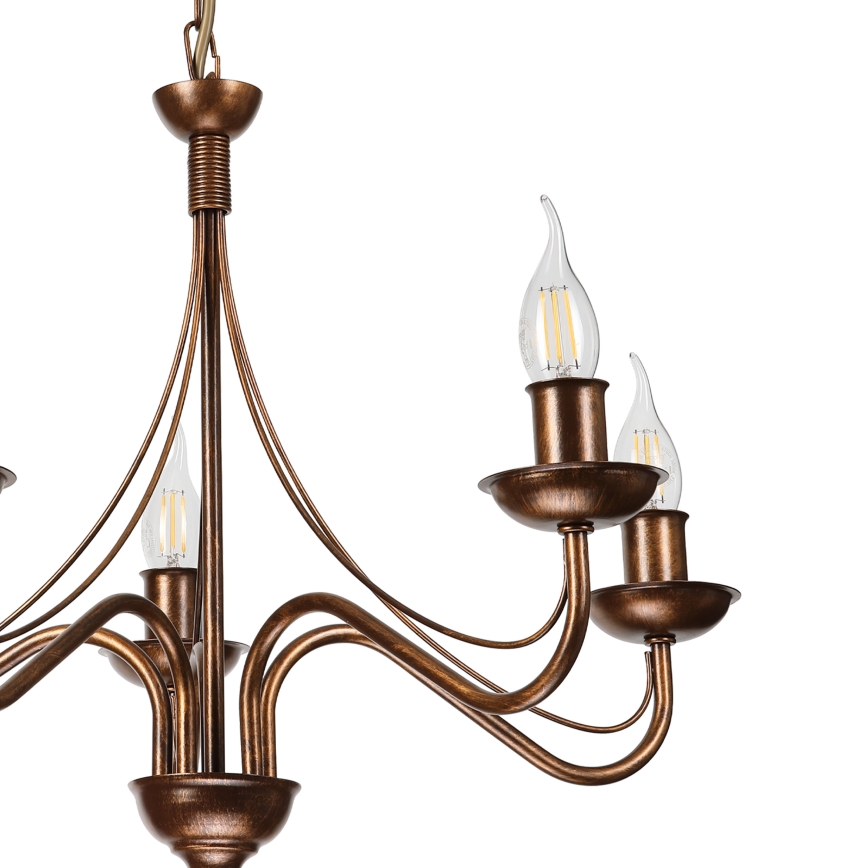 Kroonluchter aan ketting ANTON 5xE14/15W/230V brons