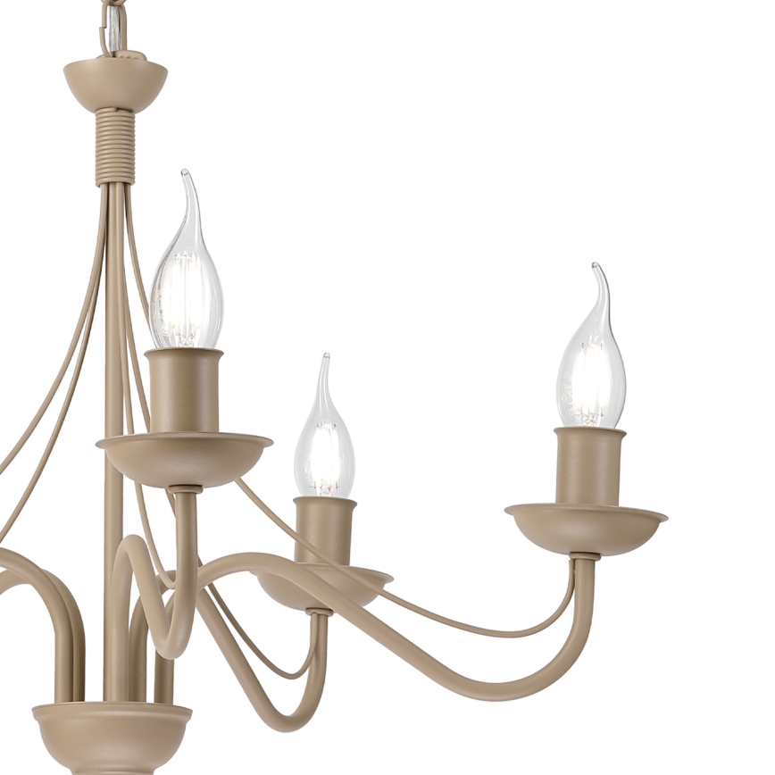 Kroonluchter aan ketting ANTON 5xE14/60W/230V beige