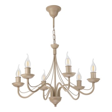 Kroonluchter aan ketting ANTON 6xE14/60W/230V beige