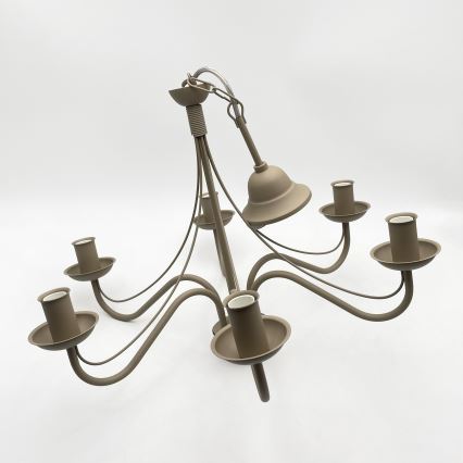 Kroonluchter aan ketting ANTON 6xE14/60W/230V beige