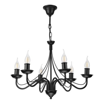 Kroonluchter aan ketting ANTON 6xE14/60W/230V zwart