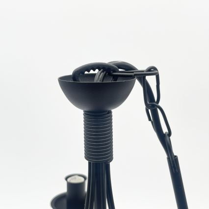 Kroonluchter aan ketting ANTON 6xE14/60W/230V zwart
