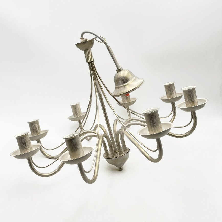 Kroonluchter aan ketting ANTON 8xE14/60W/230V witte patina
