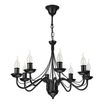 Kroonluchter aan ketting ANTON 8xE14/60W/230V, zwart