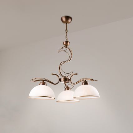Kroonluchter aan ketting COBRA 5xE27/60W/230V brons/patina