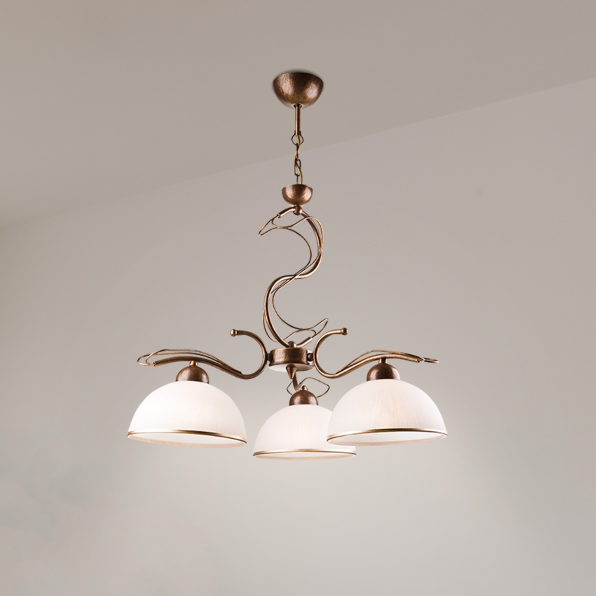 Kroonluchter aan ketting COBRA 5xE27/60W/230V brons/patina