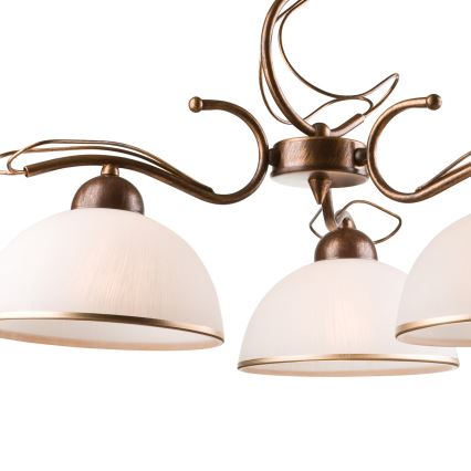 Kroonluchter aan ketting COBRA 5xE27/60W/230V brons/patina
