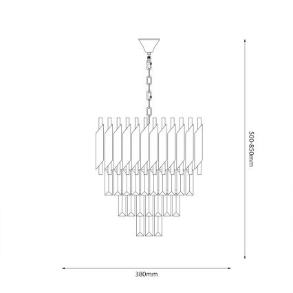 Kroonluchter aan ketting CRISTAL 5xE14/10W/230V Ø 38 cm zwart/mat chroom
