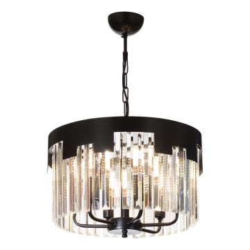 Kroonluchter aan ketting CRYSTALLINE 6xE27/40W/230V zwart