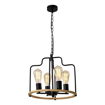 Kroonluchter aan ketting DATUS 4xE27/40W/230V zwart/bruin