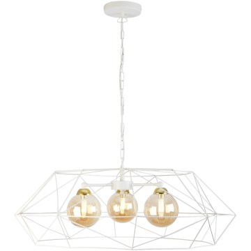 Kroonluchter aan ketting DEXA 3xG9/10W/230V crème/goud/rookbeige