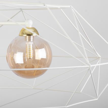 Kroonluchter aan ketting DEXA 3xG9/10W/230V crème/goud/rookbeige