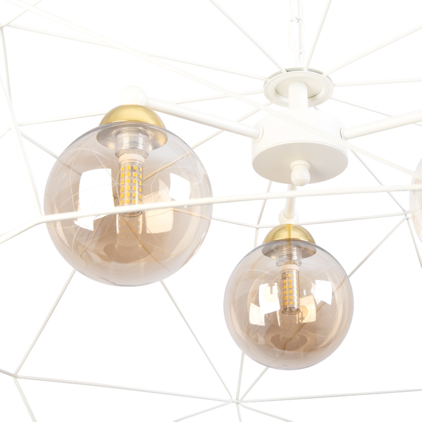 Kroonluchter aan ketting DEXA 3xG9/10W/230V crème/goud/rookbeige