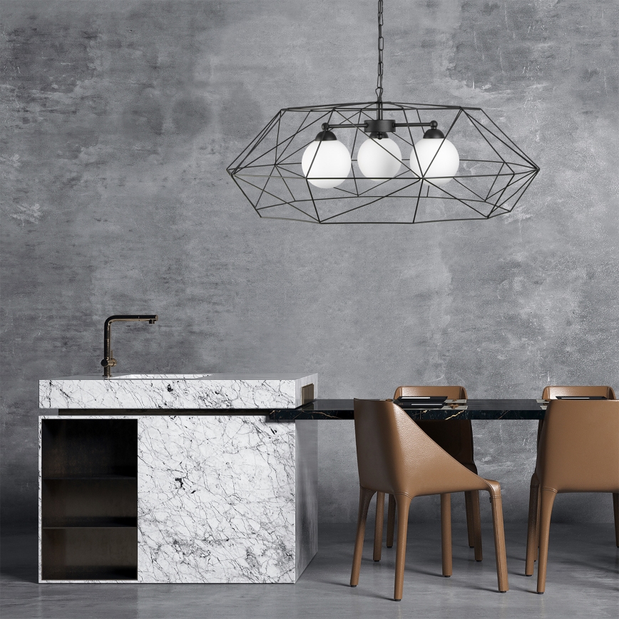 Kroonluchter aan ketting DEXA 3xG9/10W/230V zwart