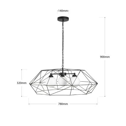 Kroonluchter aan ketting DEXA 3xG9/10W/230V zwart