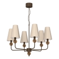 Kroonluchter aan ketting GRENADA 6xE14/15W/230V beige