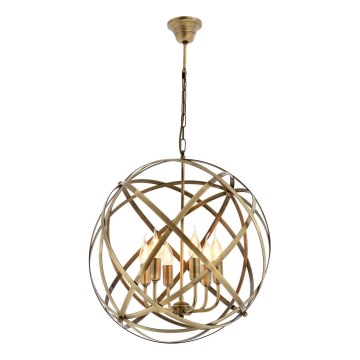 Kroonluchter aan ketting IRONBALL 6xE27/40W/230V goud