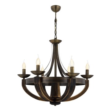 Kroonluchter aan ketting KOBE 6xE14/40W/230V bruin