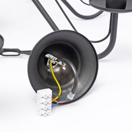 Kroonluchter aan ketting MALBO 8xE14/10W/230V, zwart