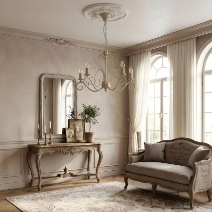 Kroonluchter aan ketting MAURO 5xE14/15W/230V beige