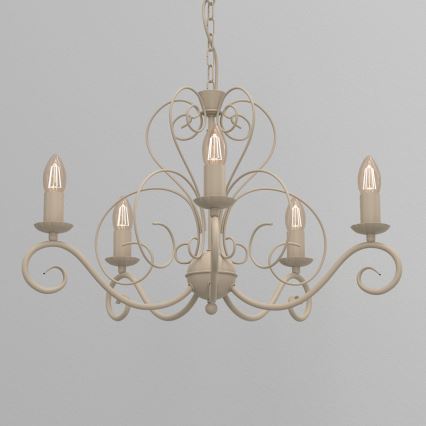 Kroonluchter aan ketting MAURO 5xE14/15W/230V beige