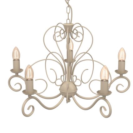 Kroonluchter aan ketting MAURO 5xE14/15W/230V beige