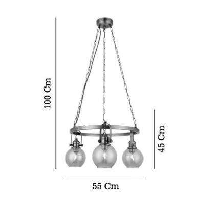 Kroonluchter aan ketting POLINO 3xE27/40W/230V brons