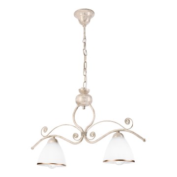 Kroonluchter aan ketting RETRO 2xE27/60W/230V goud/patina