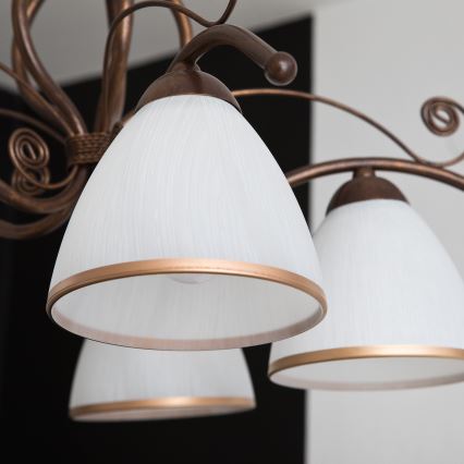 Kroonluchter aan ketting RETRO II 5xE27/60W/230V brons patina