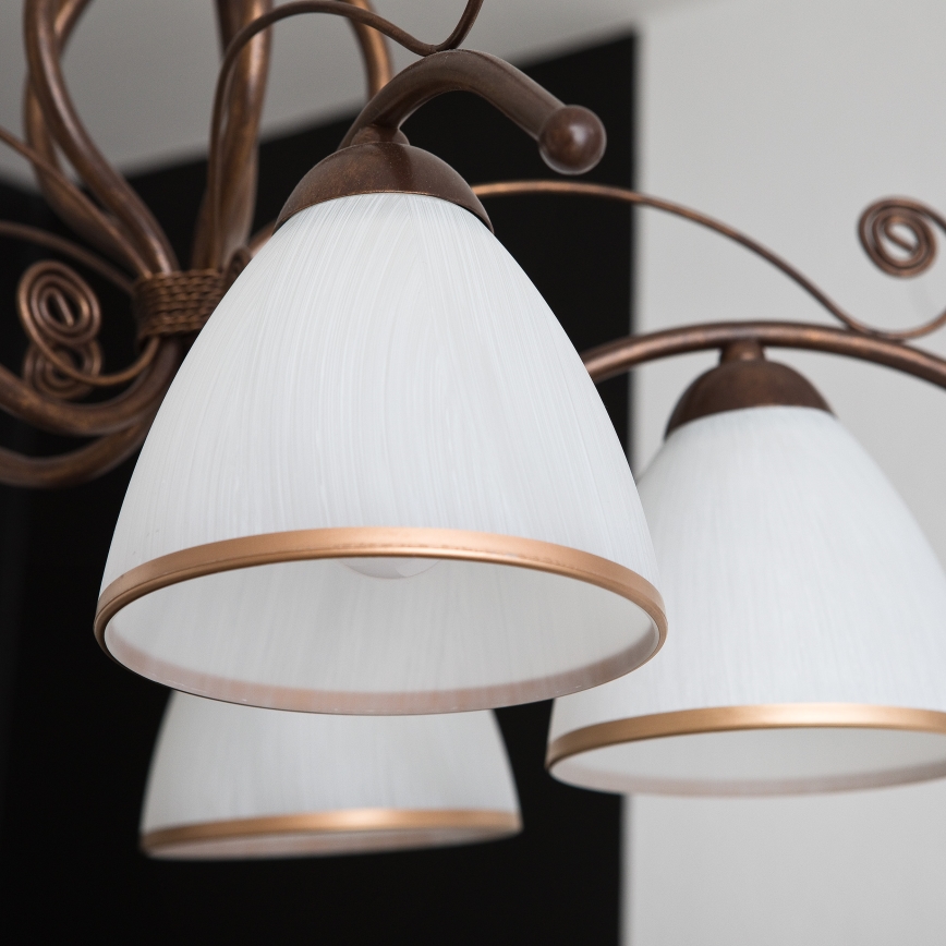 Kroonluchter aan ketting RETRO II 5xE27/60W/230V brons patina