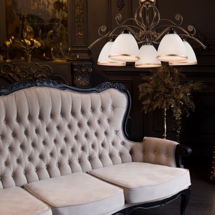 Kroonluchter aan ketting RETRO II 5xE27/60W/230V met zwarte patina