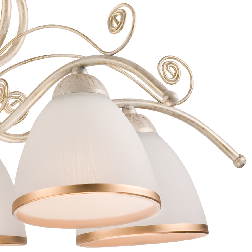 Kroonluchter aan ketting RETRO II 5xE27/60W/230V, witte patina