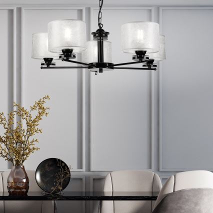 Kroonluchter aan ketting ROSA 5xE27/60W/230V zwart/grijs