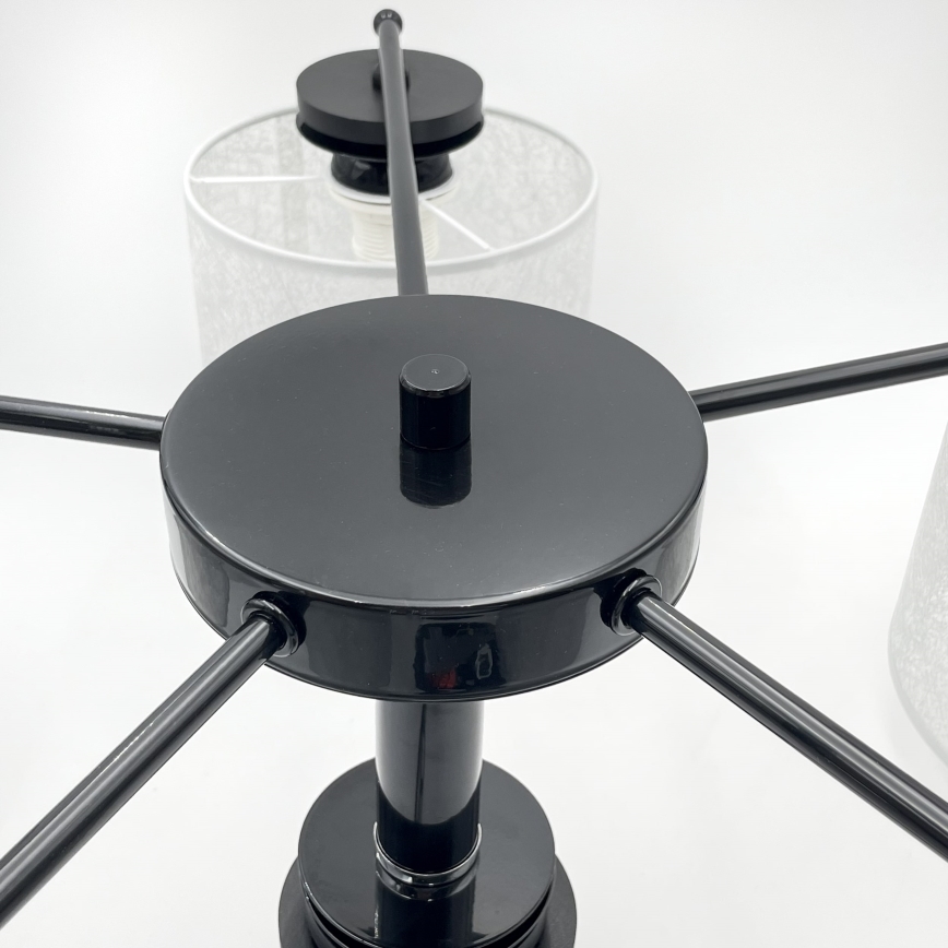 Kroonluchter aan ketting ROSA 5xE27/60W/230V zwart/grijs